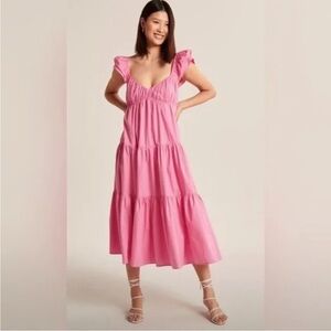 Abercrombie Ruffle Sleeve Poplin Dress